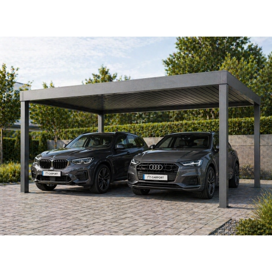 Carport dwustanowiskowy – wiata na dwa auta aluminiowa na wymiar